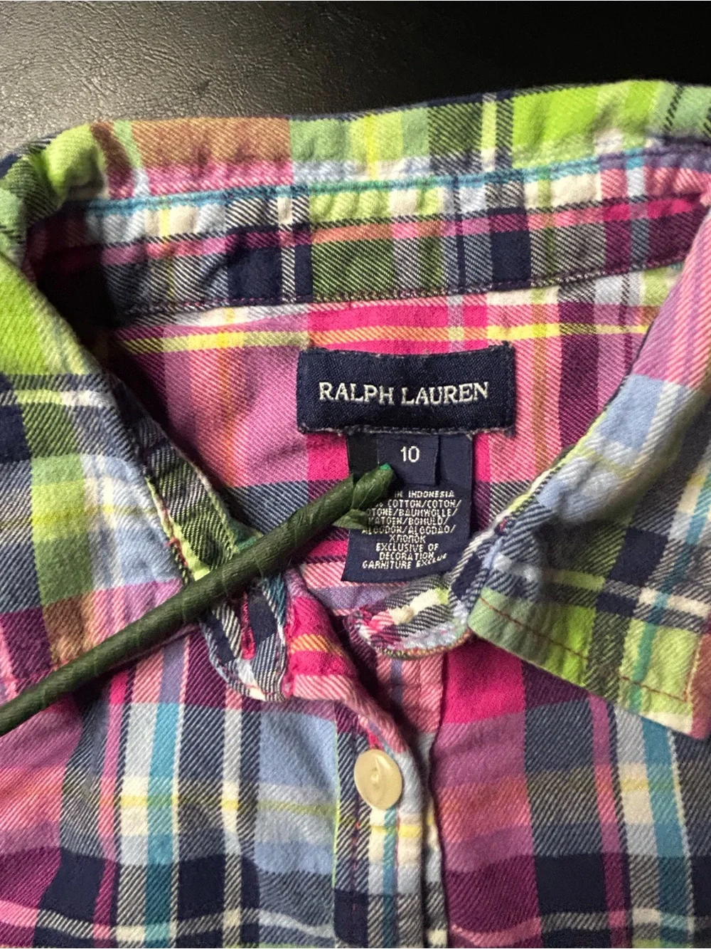 Ralph Lauren Girls Multicolor Plaid Button-Down Shirt
